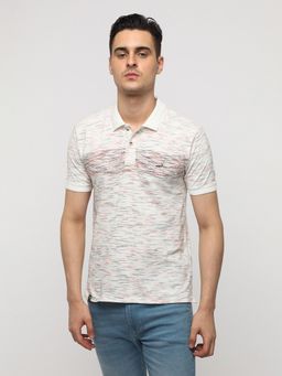 Crocodile - Engineered Striped White Slim Polo T-Shirt
