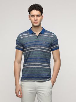 Crocodile - Grindle Stripper Navy Blue Slim Polo T-Shirt