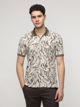 Crocodile - Stripe with Pattern All Over Print Polo T-Shirt