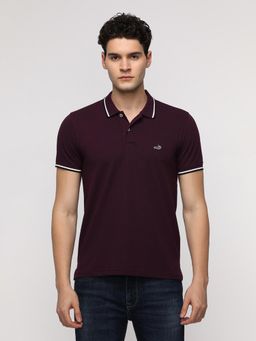 Crocodile - Solid Stretch Polo T-Shirt -Maroon