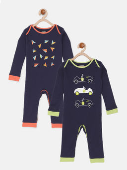mackly - Navy Blue Newborn Boys Rompers (Pack of 2)