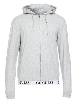 Guess - Grey Solid Hooded Neck Hoodie
