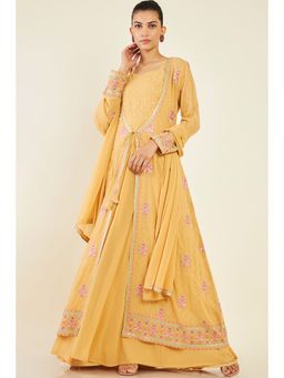 Soch - Women Mustard Georgette Embroidered Suit (Set of 3)