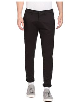 U.S. POLO ASSN. - Men Black Mid Rise Solid Casual Trousers