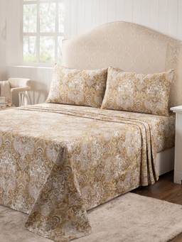 Maspar - 100% Cotton 400 TC King Size Bedsheet with 2 Pillow Covers-Yellow