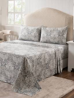 Maspar - 100% Cotton 400 TC King Size Bedsheet with 2 Pillow Covers-Grey