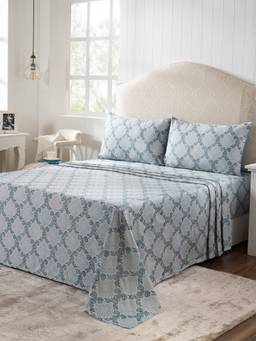 Maspar - 100% Cotton 400 TC King Size Bedsheet with 2 Pillow Covers-Blue