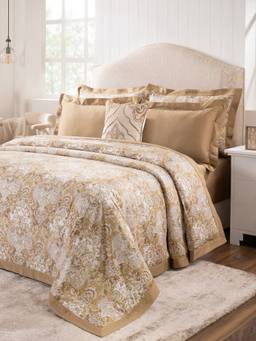 Maspar - 7 Piece Cotton King Size Duvet Cover Bedding Set with Gift Gift Box-Yellow