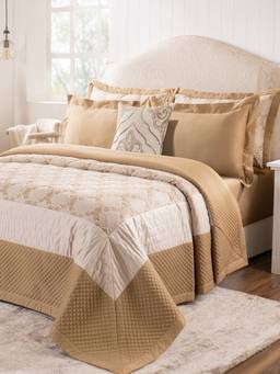 Maspar - 7 Piece Cotton Double Bed Bedding Set with Gift Box-Yellow