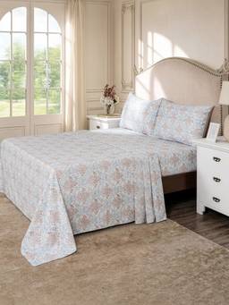 Maspar - 100% Cotton 400 TC King Size Bedsheet with 2 Pillow Covers-Tan