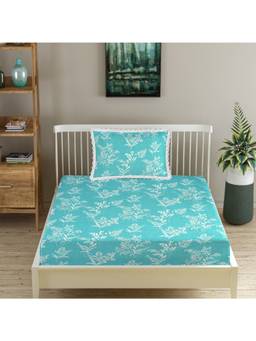 MORADO - Glace Cotton Fitted Single Bedsheet with Pillow Cover-Green
