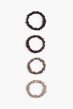 H&M - Women Brown 4-Pack Silk Scrunchies