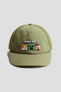 H&M - Boys Green Motif-Detail Cotton Cap