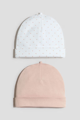 H&M - Boys and Girls Pink 2-Pack Cotton Beanies