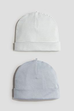 H&M - Boys and Girls Blue 2-Pack Cotton Beanies