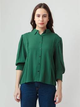 Zink London - Womens Green Solid Shirt