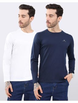 Monte Carlo - Men Multi-Color Cotton Blend Solid Full Sleeves Regular Fit T-Shirts (Pack of 2)