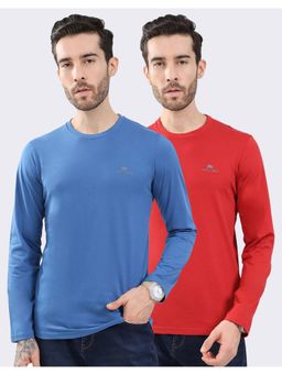 Monte Carlo - Men Multi-Color Cotton Blend Solid Full Sleeves Regular Fit T-Shirts (Pack of 2)
