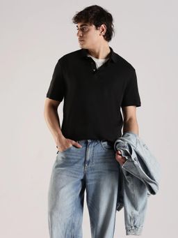 Calvin Klein - Men Black Cotton Solid Half Sleeves Regular Fit Polo T-Shirt