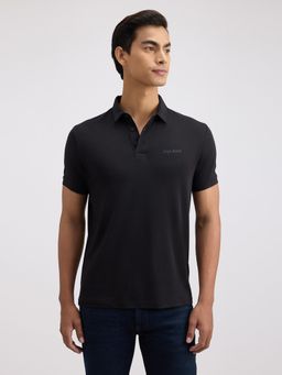 Pepe Jeans - Men Black Cotton Solid Half Sleeves Relaxed Fit Polo T-Shirt