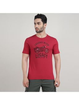 Royal Enfield - Men Red Pure Cotton Graphic Half Sleeves Regular Fit T-Shirt