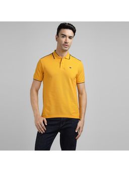 Royal Enfield - Men Yellow Pure Cotton Solid Half Sleeves Regular Fit Polo T-Shirt