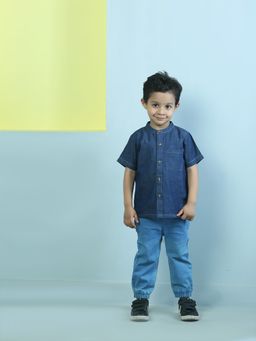 The Mom Store - Boys Chambray Shirt Dark