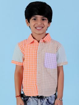 The Mom Store - Rainbow Charm Checkered Boys Casual Shirt
