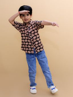 The Mom Store - Black Elephant Print Boys Shirt