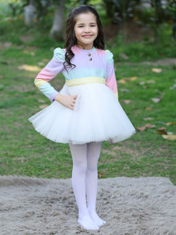 THE PONY & PEONY CO. - Rainbow White Net Dress