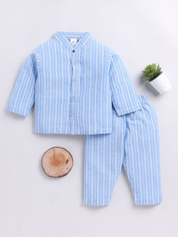 Clt.s - Kids Blue Full Sleeve Shirt and Pyjama (Set of 2)