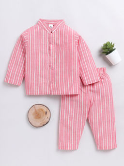 Clt.s - Kids Pink Full Sleeve Shirt and Pyjama (Set of 2)