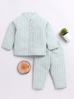 Clt.s - Kids Green Full Sleeve Shirt and Pyjama (Set of 2)