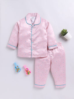 Clt.s - Peach Polka Dots Full Sleeve Shirt & Pyjama