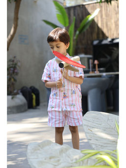 Funny Bones - Linen Funny Fables Print Shirt & Shorts (Set of 2)