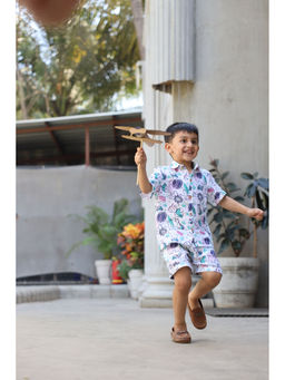 Funny Bones - Linen Print Shirt & Shorts (Set of 2)