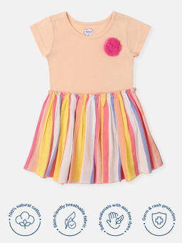 Nautinati - Girls Cotton Striped Mesh Dress