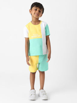 Nautinati - Boy Colourblock T-Shirt And Shorts (Set of 2)