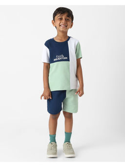 Nautinati - Boy Colourblock T-Shirt And Shorts (Set of 2)