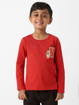 Nautinati - Boys Red Cotton T-Shirt