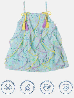 Nautinati - Girls Georgette Floral Printed Waterfall Dress