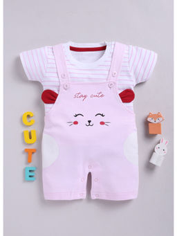 Toonyport - Lavender Cotton Printed Dungaree with T-shirt (Set of 2)