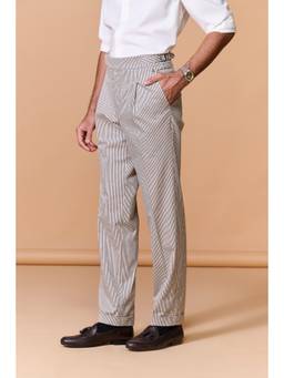 S&N by Shantnu Nikhil - Off White Stripe Printed Trousers