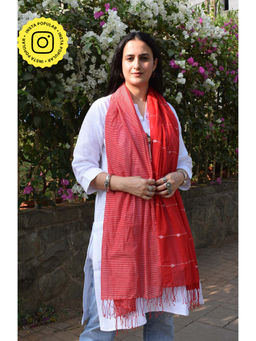 HOUSE OF MOXA - Red Handwoven Jamdani Dupatta