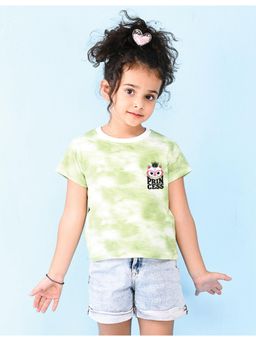Nusyl - Girls Green Princess Tie Dye T-Shirt