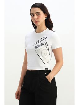 Allen Solly - Women White Graphic Print Casual T-Shirt