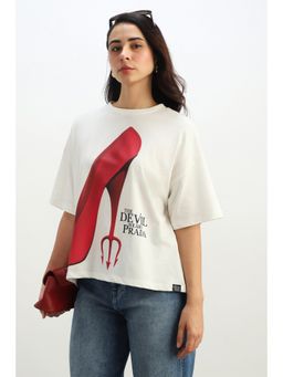Allen Solly - Women White Graphic Print Casual T-Shirt