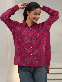 Libas - Pink Printed Panelled Shirt