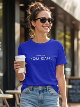 LEOTUDE - Women's Loose Fit Polyester Typography T-Shirt