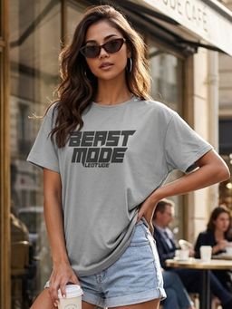 LEOTUDE - Women's Loose Fit Polyester Typography T-Shirt